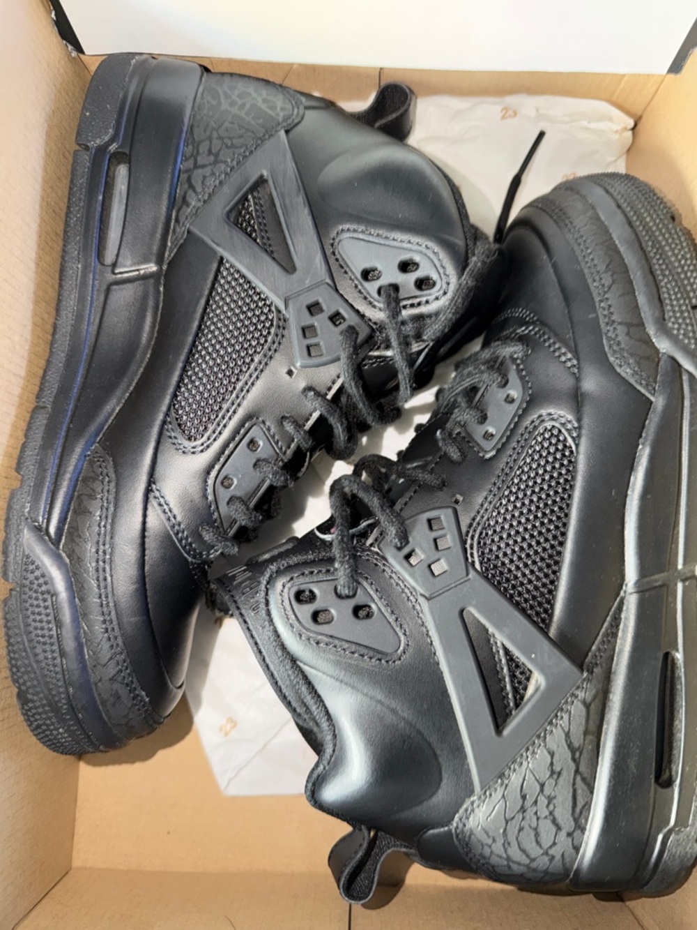 Jordan black on black kids sneaker size 6.5 women’s size 8